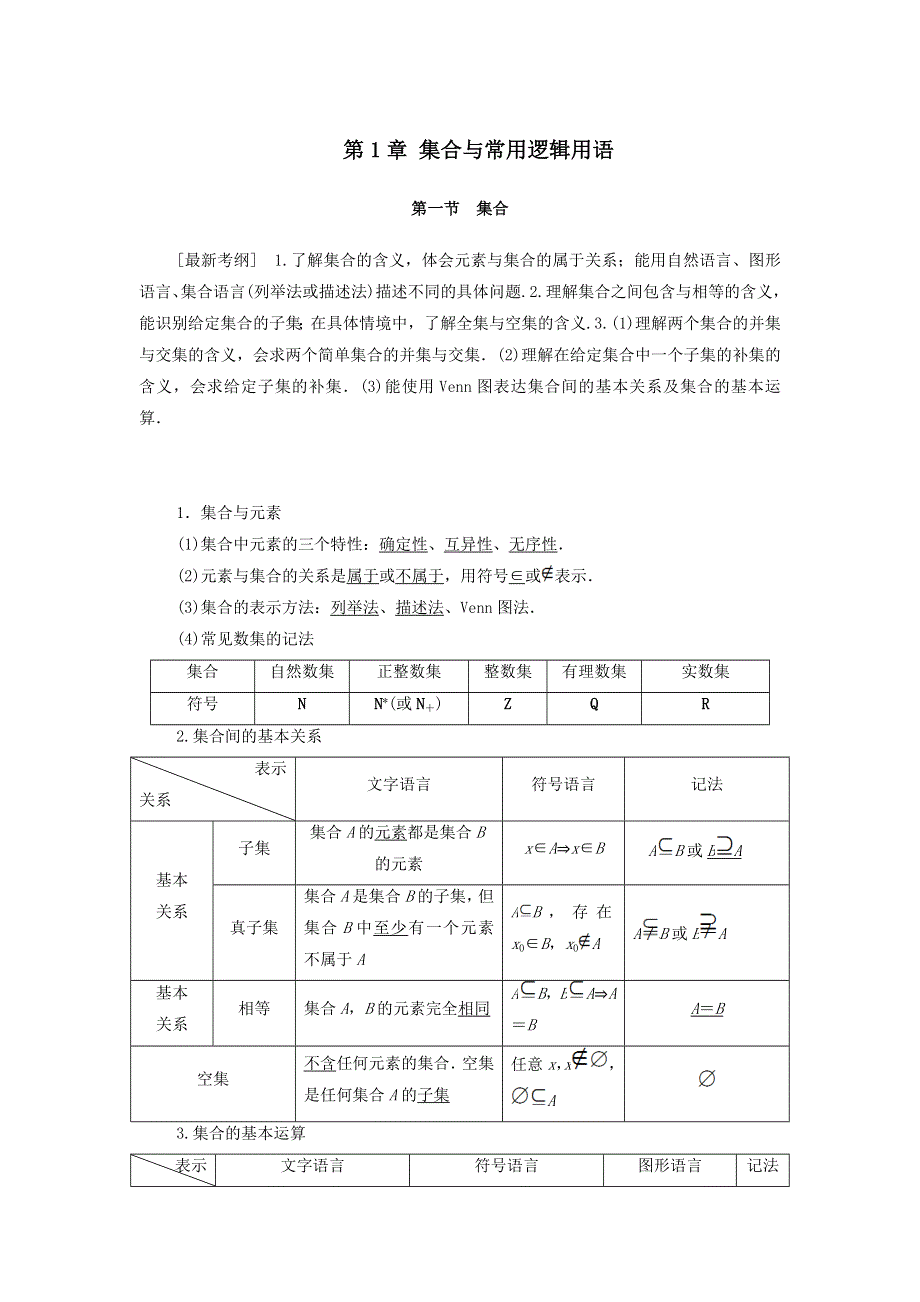 2021届高考数学（文）一轮复习学案：集合与常用逻辑用语第1节集合 WORD版含答案.doc_第1页