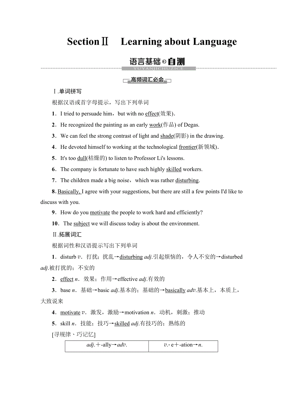 2019-2020同步外研英语选修八新突破讲义：MODULE 2 SECTION Ⅱ　LEARNING ABOUT LANGUAGE WORD版含答案.doc_第1页