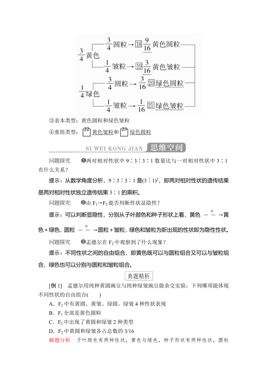 2020生物新教材同步导学提分教程人教必修二讲义：第1章 第2节 第1课时　两对相对性状的杂交实验过程、解释和验证 WORD版含答案.doc_第2页