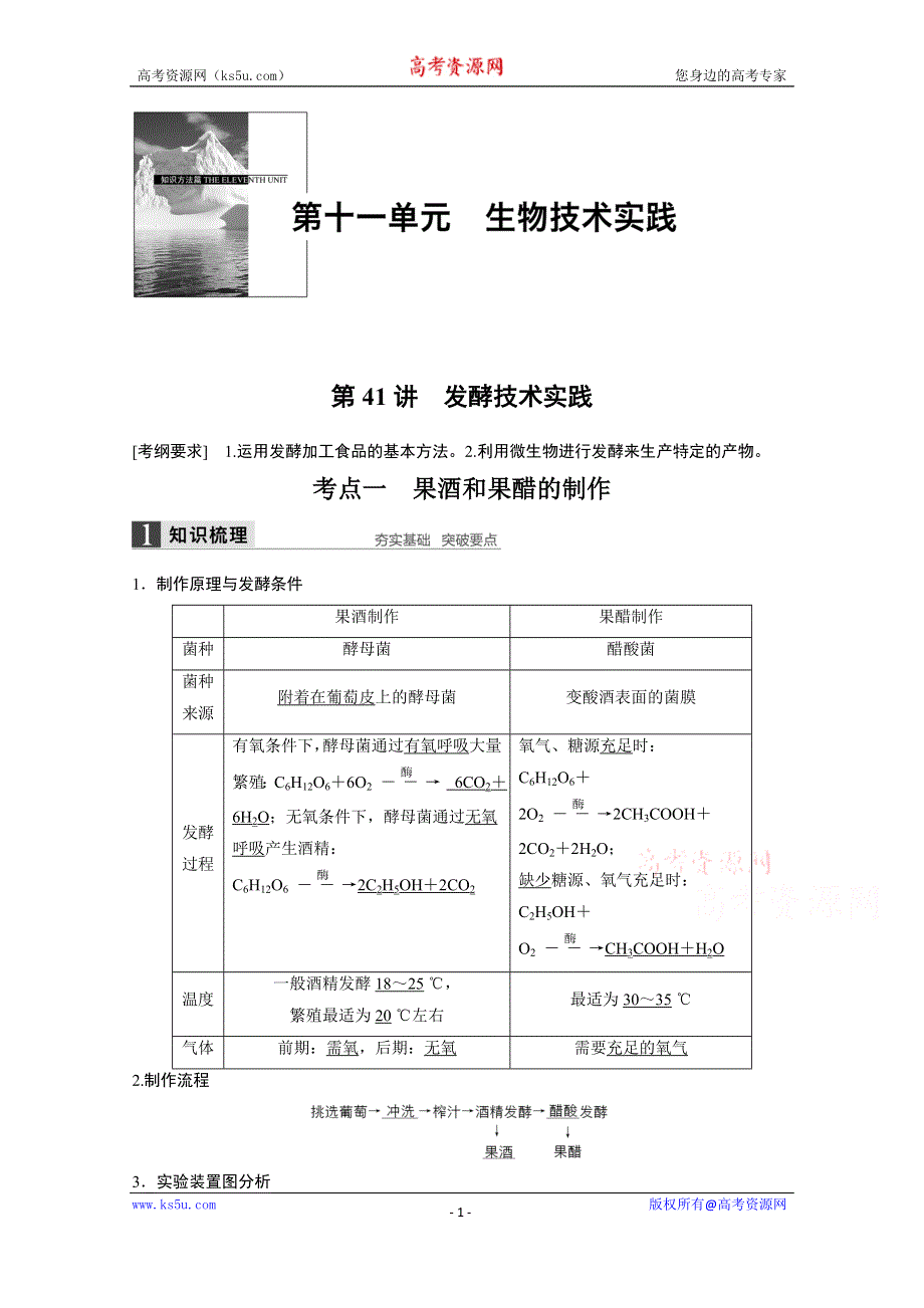 2016届《步步高》高考生物一轮复习 第41讲　发酵技术实践.doc_第1页