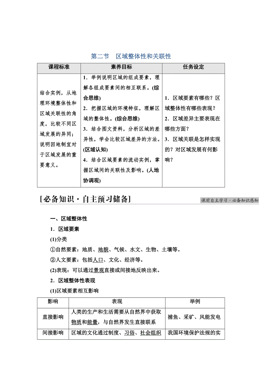 新教材2021-2022学年人教版地理选择性必修2学案：第1章 第2节　区域整体性和关联性 WORD版含解析.doc_第1页