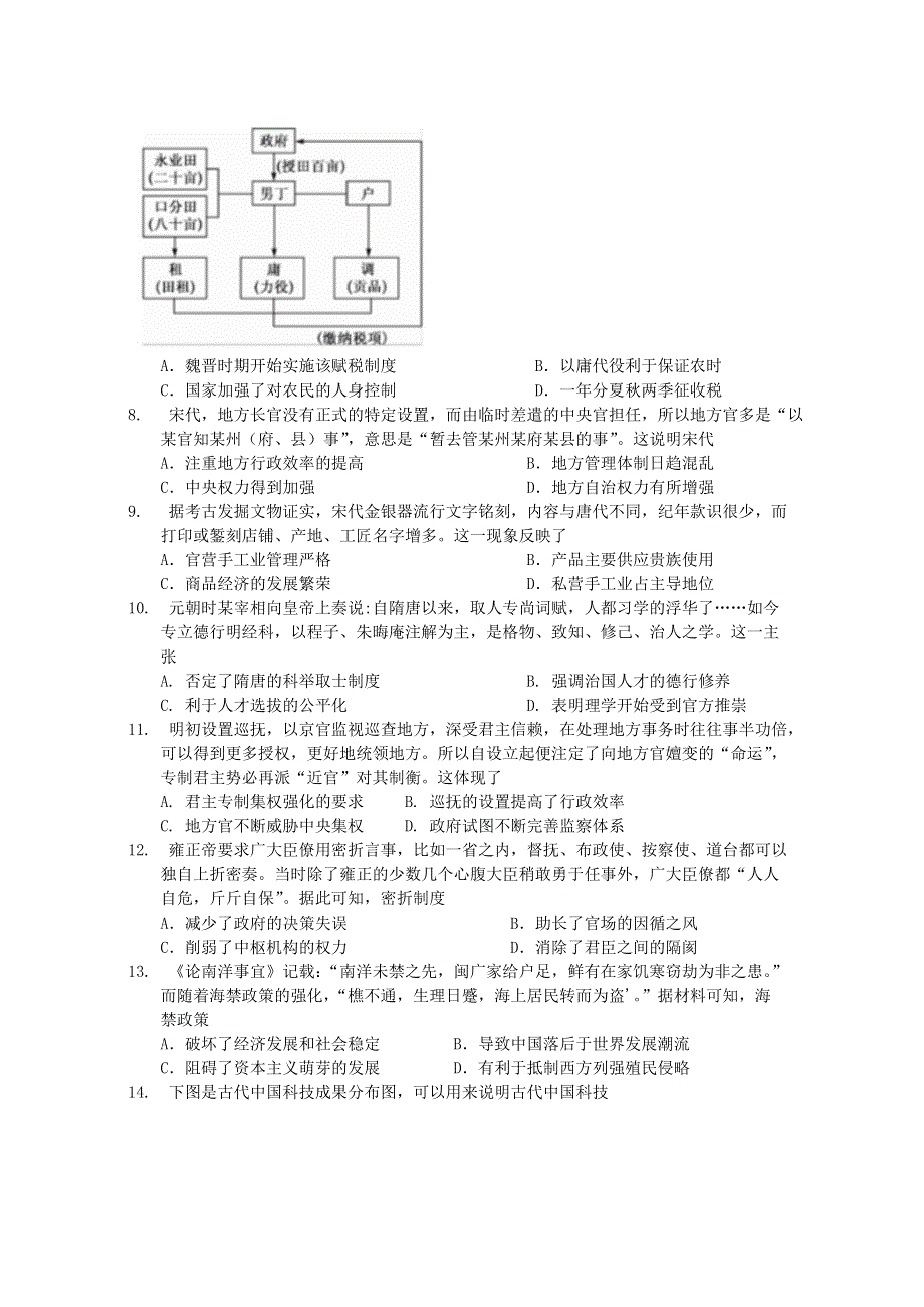 广东省广东实验中学2020-2021学年高一历史下学期期中试题（选择考）.doc_第2页