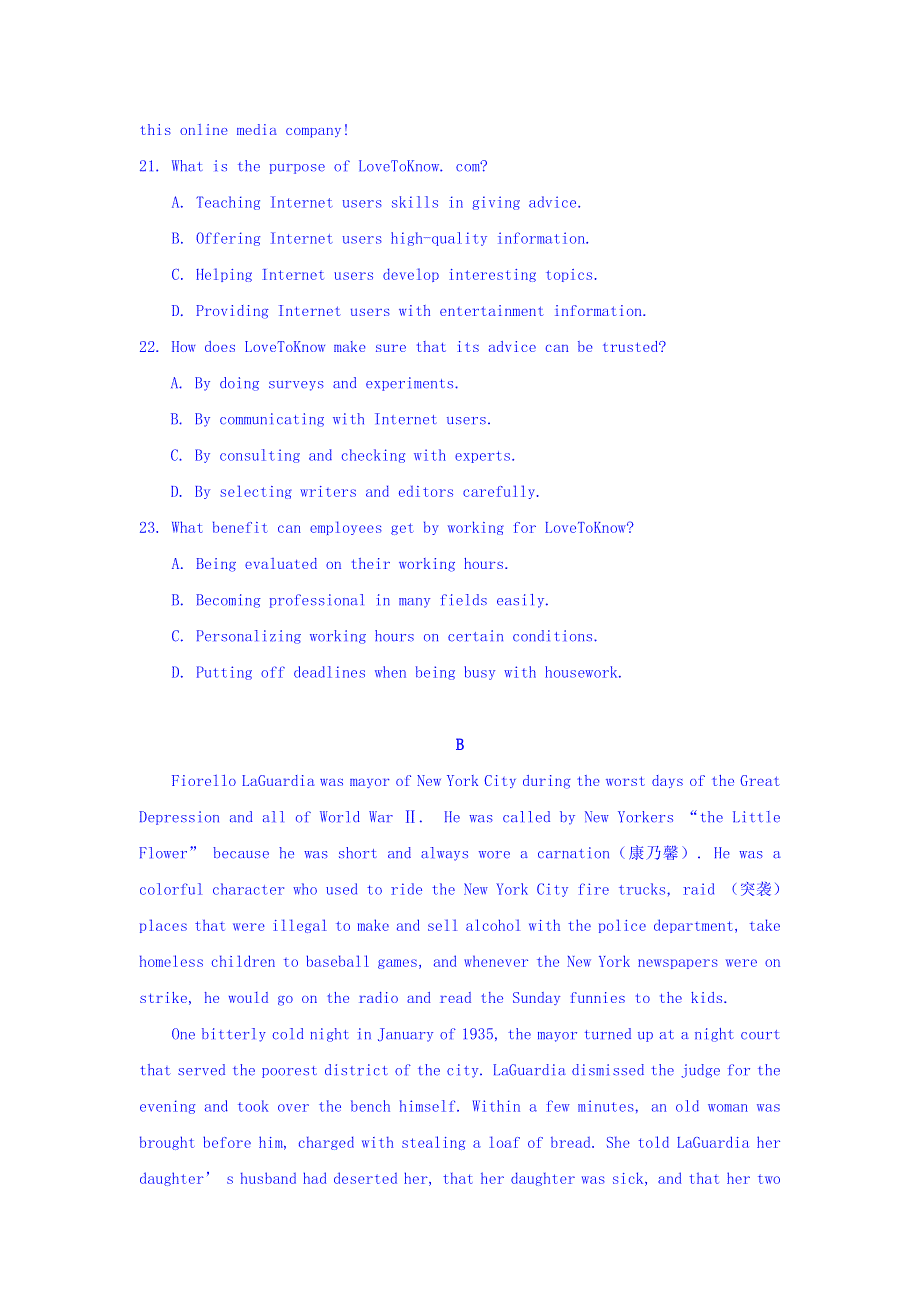 河南省鲁山县第一高级中学2020届高三11月月考英语试卷 WORD版含答案.doc_第2页