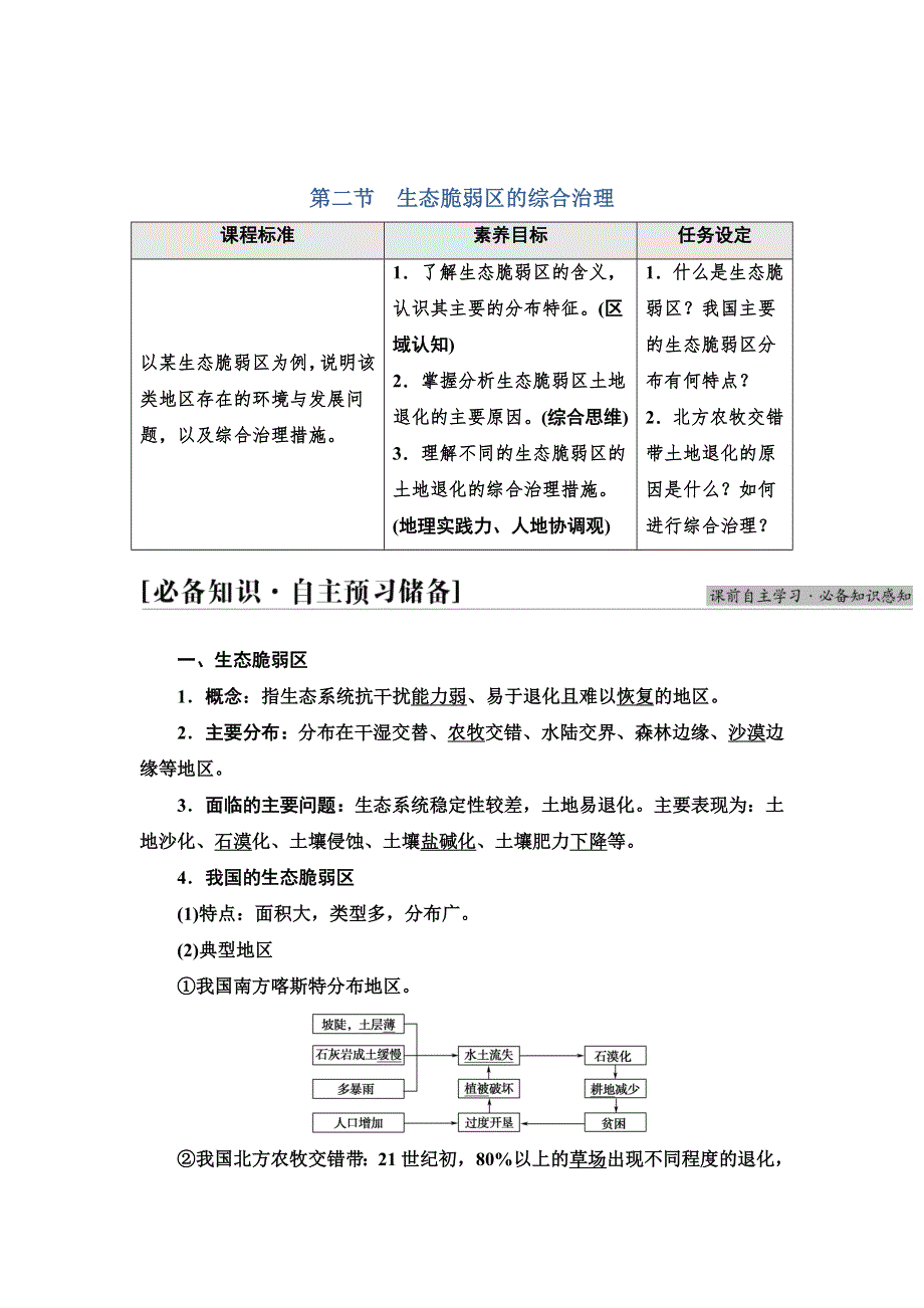 新教材2021-2022学年人教版地理选择性必修2学案：第2章 第2节　生态脆弱区的综合治理 WORD版含解析.doc_第1页