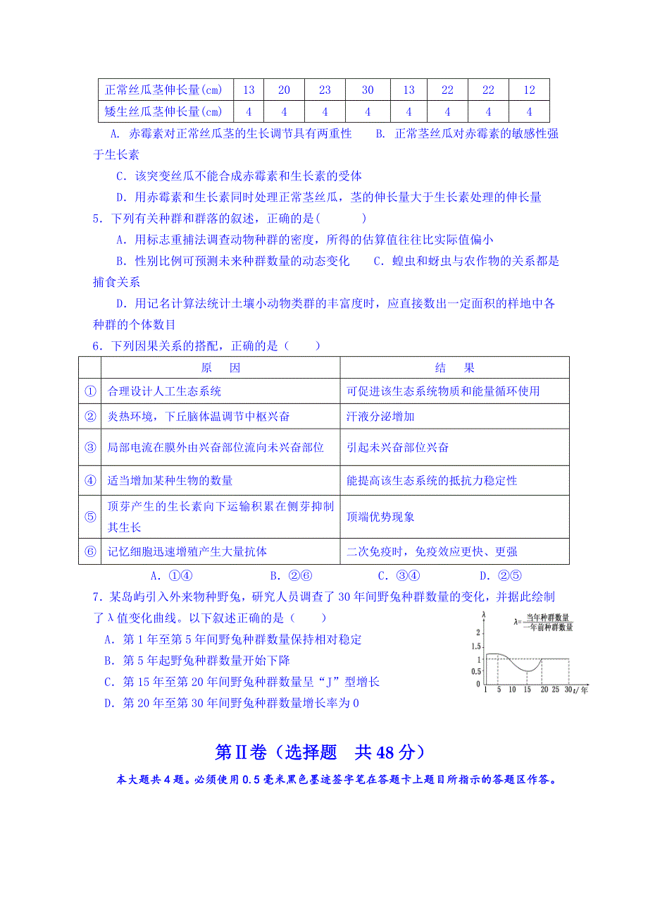 四川省米易中学2014-2015高二上学期生物周测1 WORD版含答案.doc_第2页