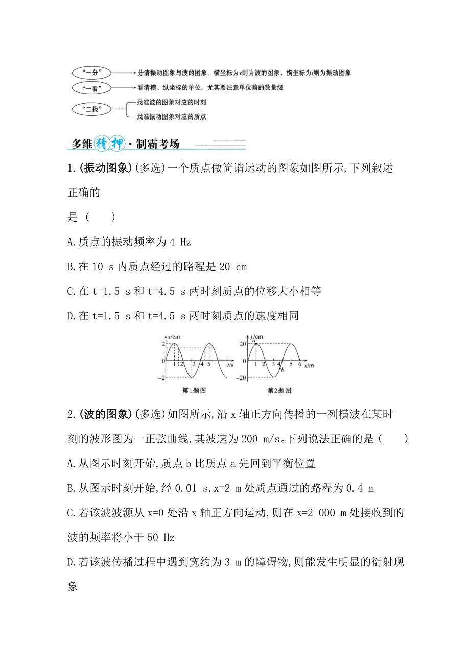 2021届高考物理二轮考前复习学案：第一篇 专题十四 考向2 振动和波的图象 WORD版含解析.doc_第3页