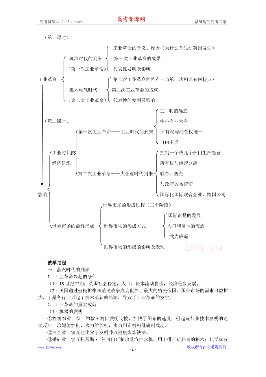 《备课参考》高中历史岳麓版必修二同步教案：第9课 改变世界的工业革命.doc_第2页