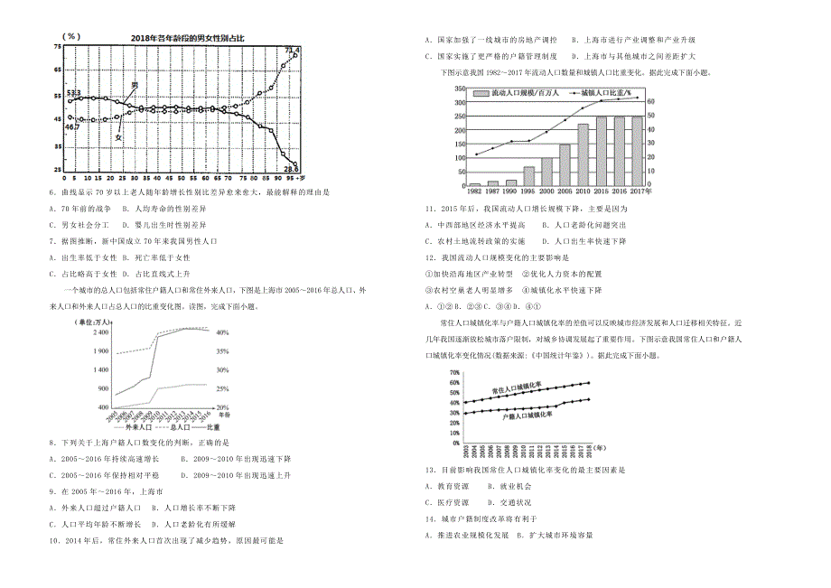 2022届高考地理一轮单元训练 第七单元 人口的变化（B卷）.doc_第2页