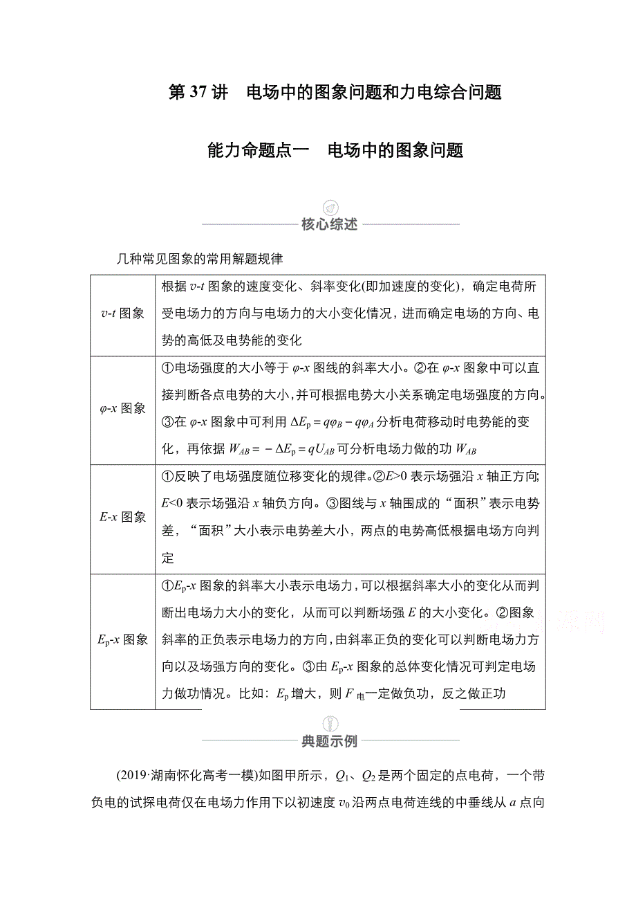 2021届高考物理人教版一轮创新教学案：第37讲　电场中的图象问题和力电综合问题 WORD版含解析.doc_第1页