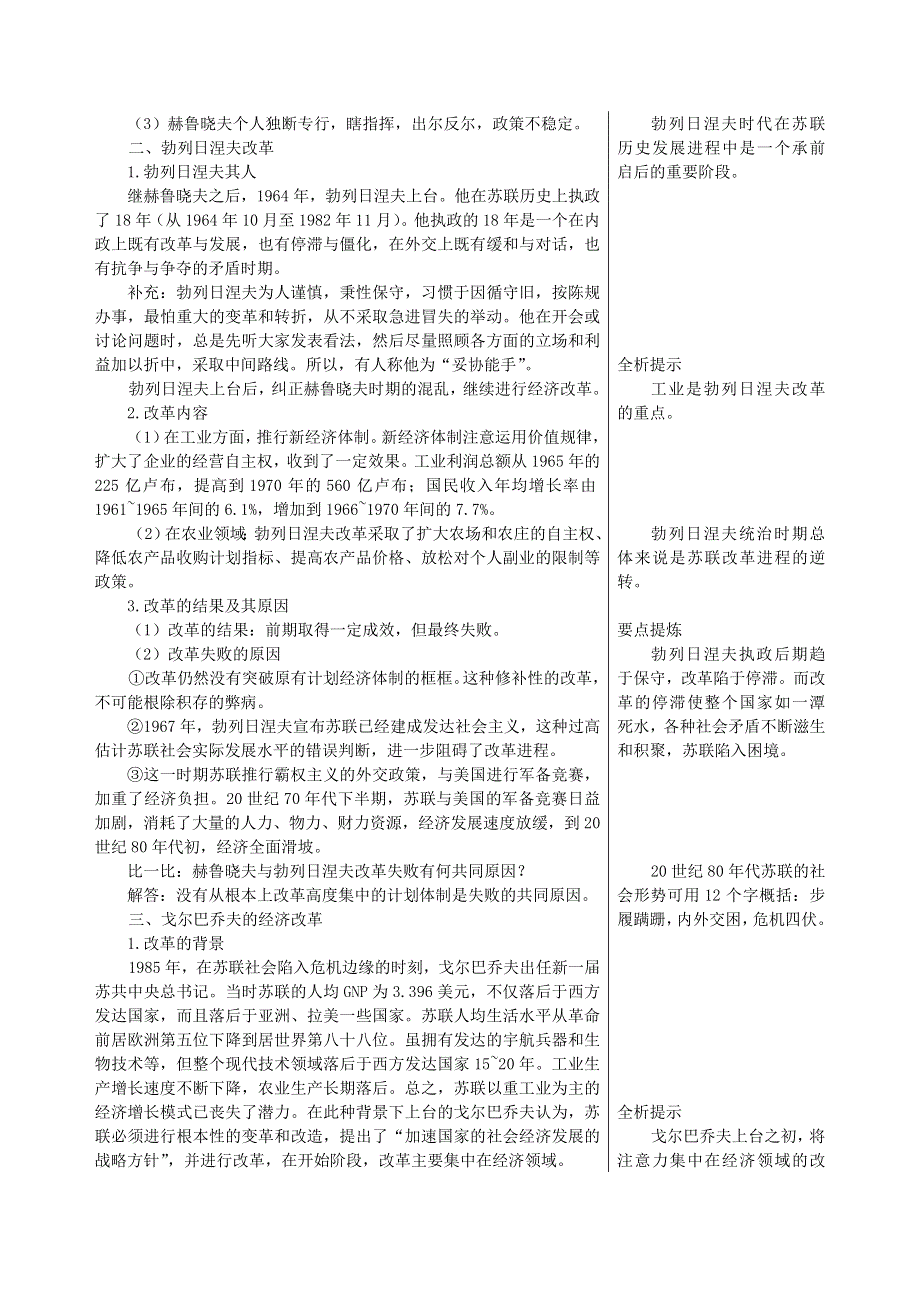 《备课参考》高中历史岳麓版必修二知识要点解析：第17课 苏联的经济改革.doc_第2页