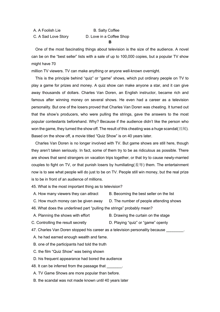 2012届高考英语二轮复习专题训练：阅读理解限时训练题9.doc_第2页