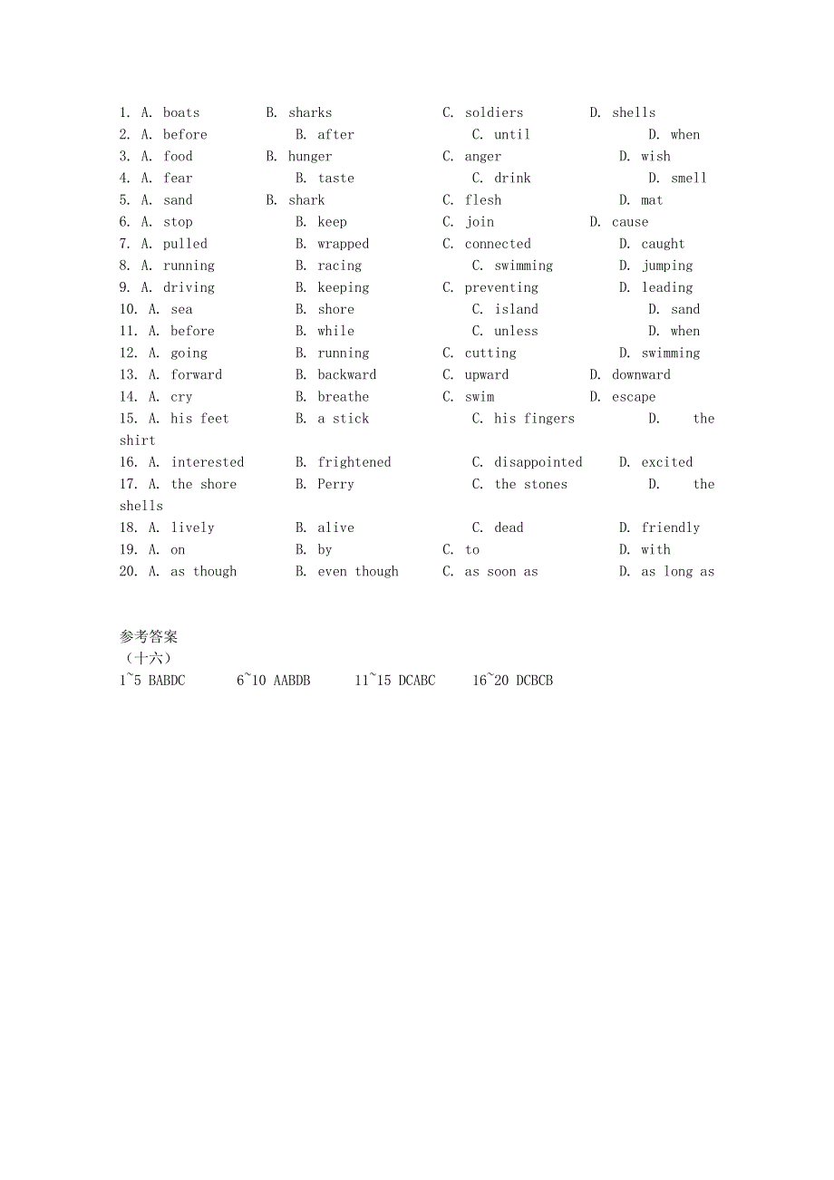 2012届高考英语二轮复习 完形填空五月天天练15.doc_第3页