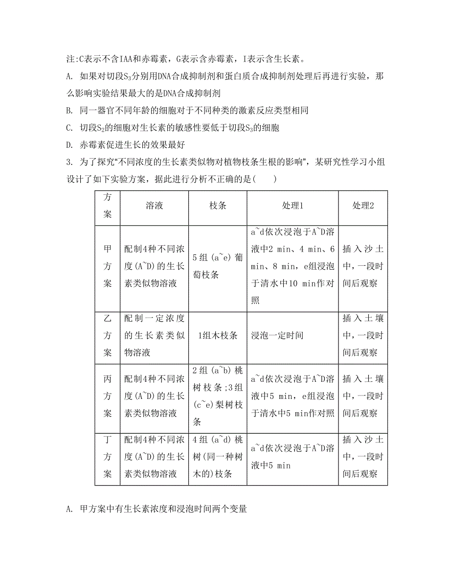 《南方凤凰台》2015高考生物二轮复习提优（江苏专用）专题五 第三讲　植物生命活动的调节23_《课堂评价》 .doc_第2页