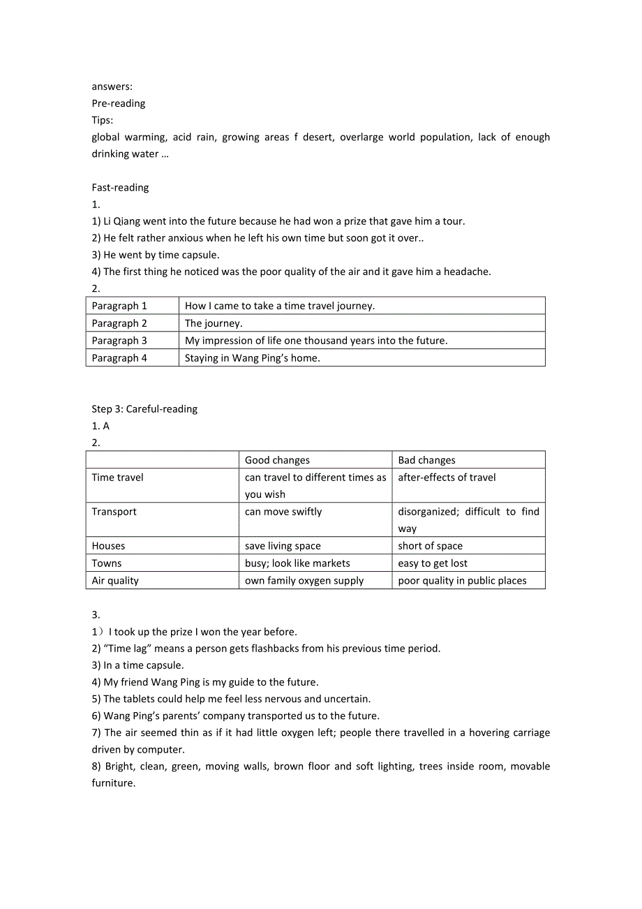 《备课参考》高中英语(新人教版必修5)同步学案： UNIT 3 LIFE IN THE FUTURE 第1学时.doc_第3页