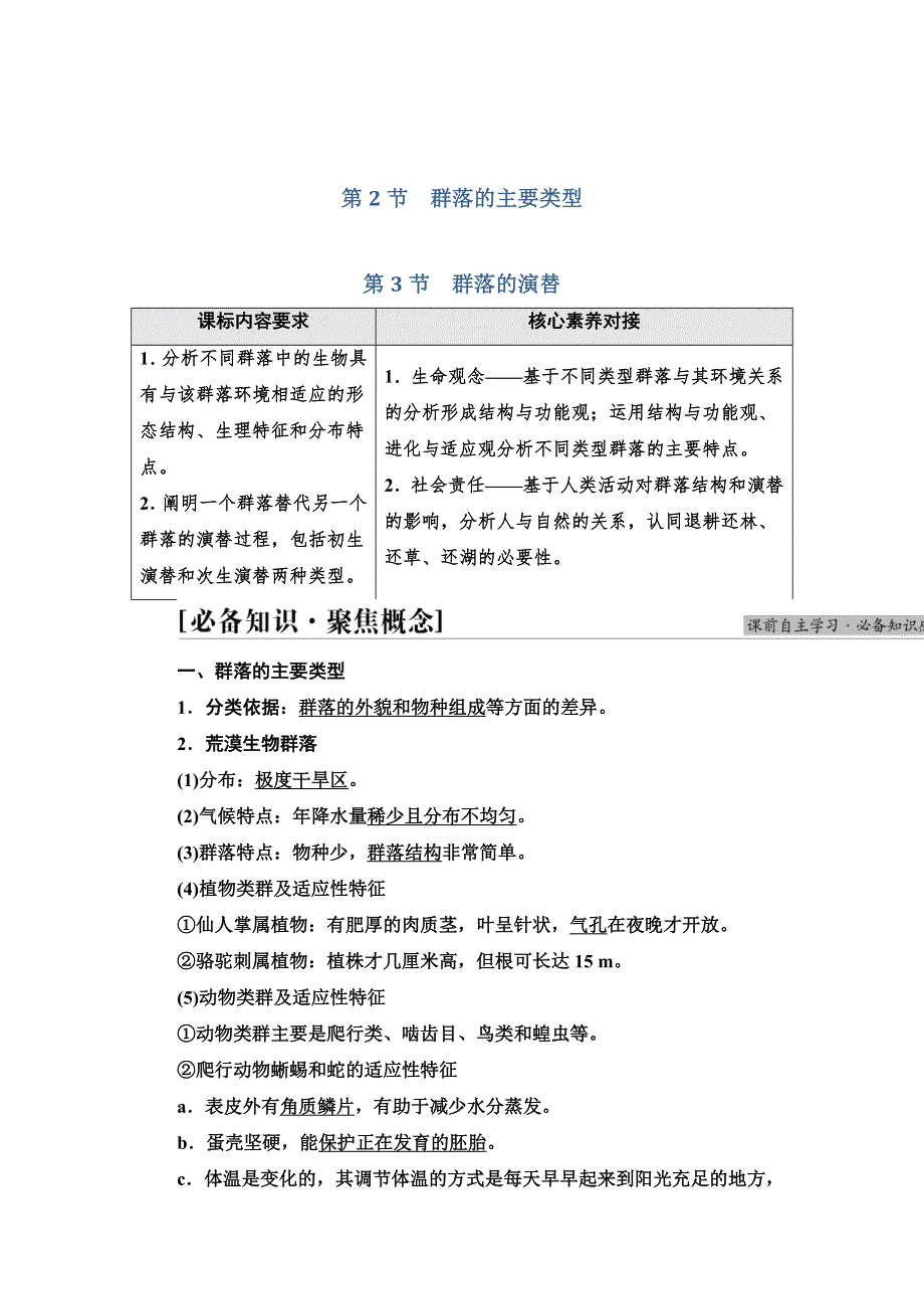 新教材2021-2022学年人教版生物选择性必修2学案：第2章 第2节　群落的主要类型 第3节　群落的演替 WORD版含解析.doc_第1页