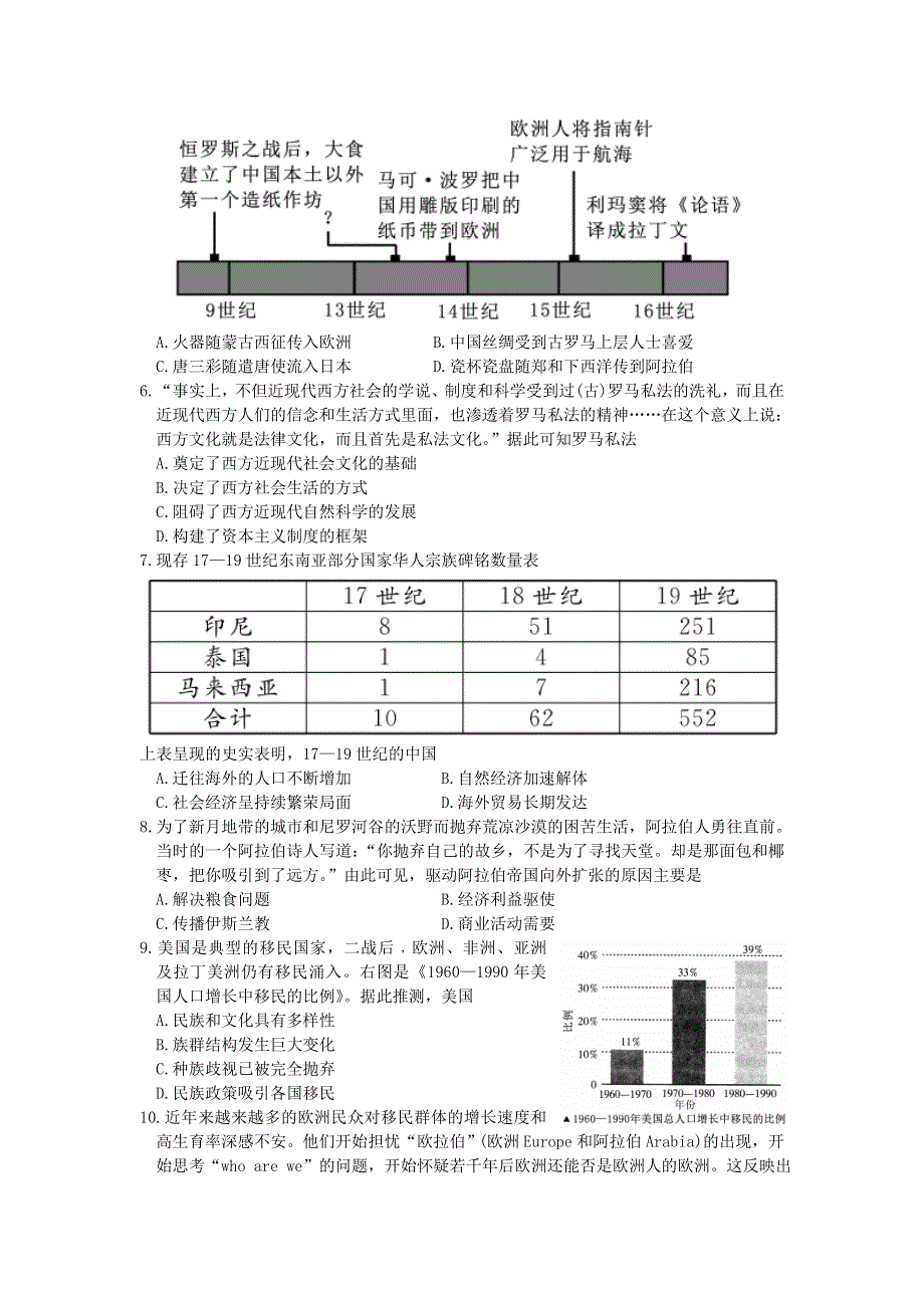 山东省枣庄滕州市2020-2021学年高二历史下学期期中质量检测试题.doc_第2页