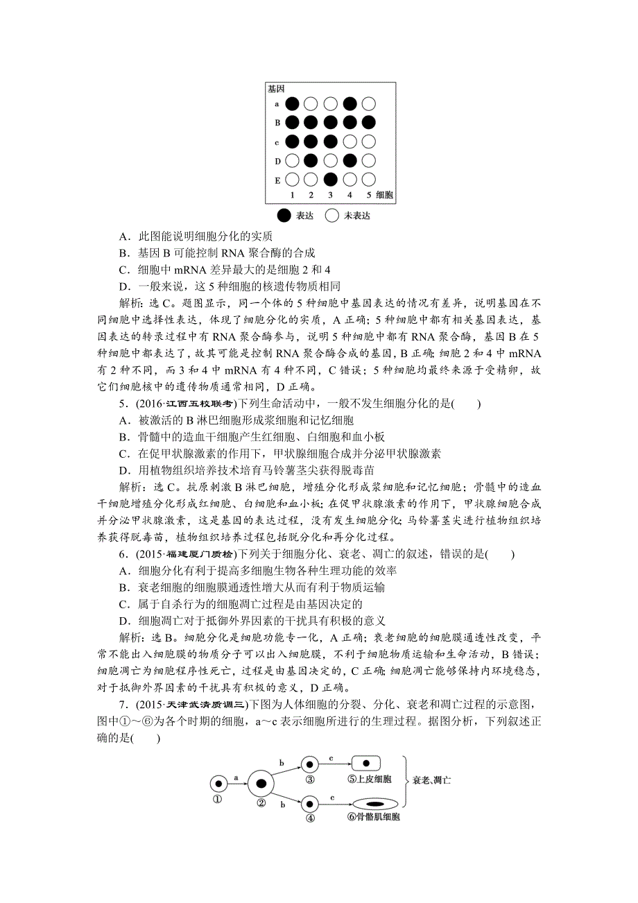 2016届《卓越学案》高考生物二轮训练：命题源3.6细胞的分化、衰老、凋亡和癌变 WORD版含答案.doc_第2页