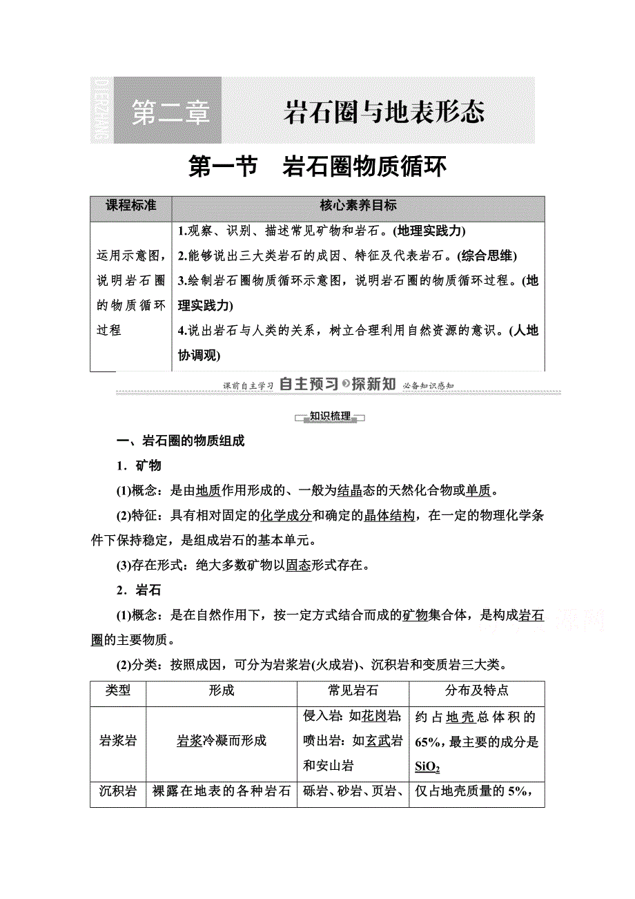 2020-2021学年新教材地理湘教版选择性必修第一册教师用书：第2章 第1节　岩石圈物质循环 WORD版含解析.doc_第1页