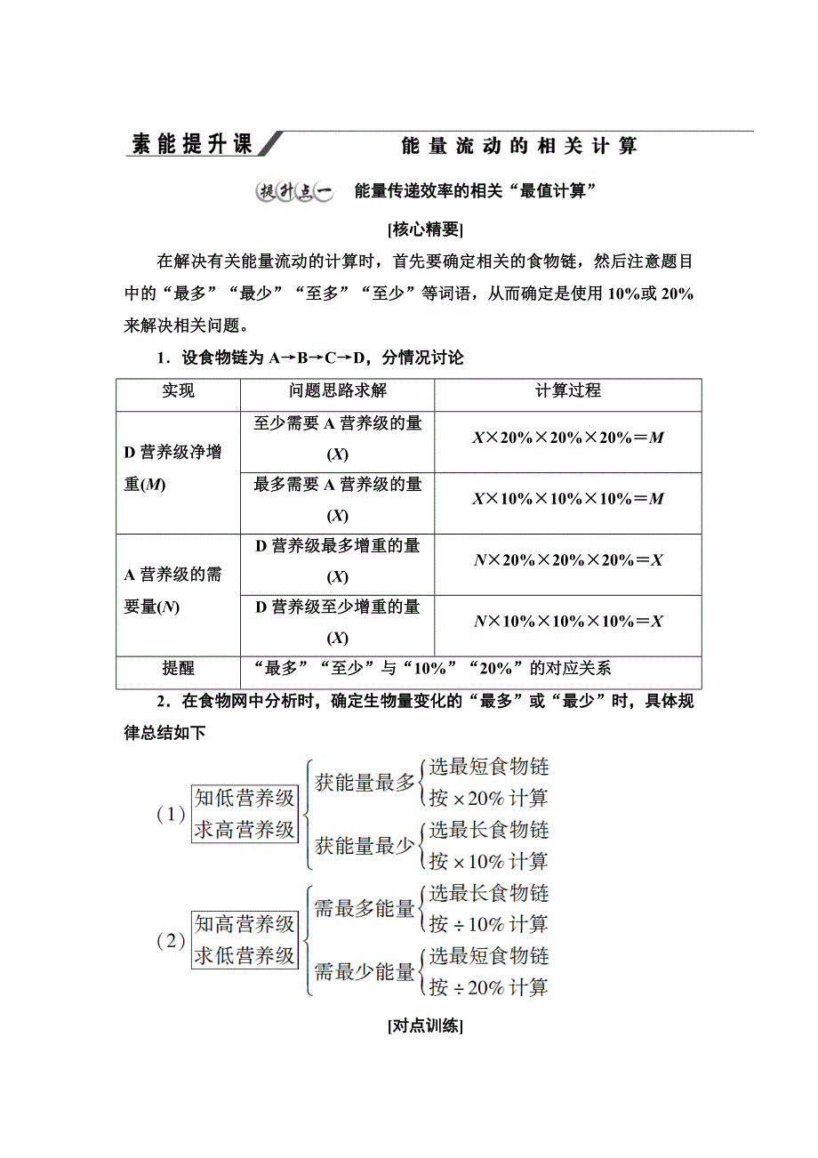 新教材2021-2022学年人教版生物选择性必修2学案：第3章 素能提升课 能量流动的相关计算 WORD版含解析.doc_第1页