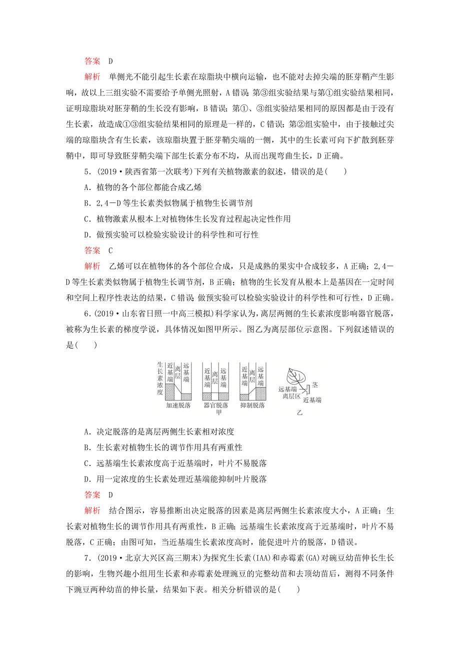 2021届高考生物一轮复习 专题重组卷 第一部分 单元检测卷（八）植物的激素调节（含解析）.doc_第3页