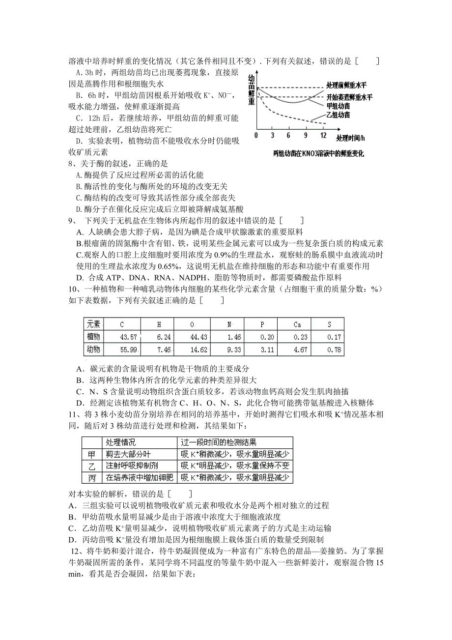 山东省沂南一中2013届高三9月第一次质量检测考试生物试题.doc_第2页