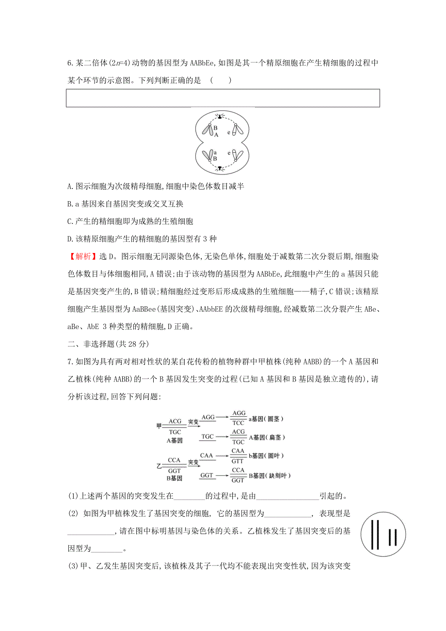 2021届高考生物一轮复习 核心素养测评二十 基因突变和基因重组（含解析）新人教版.doc_第3页