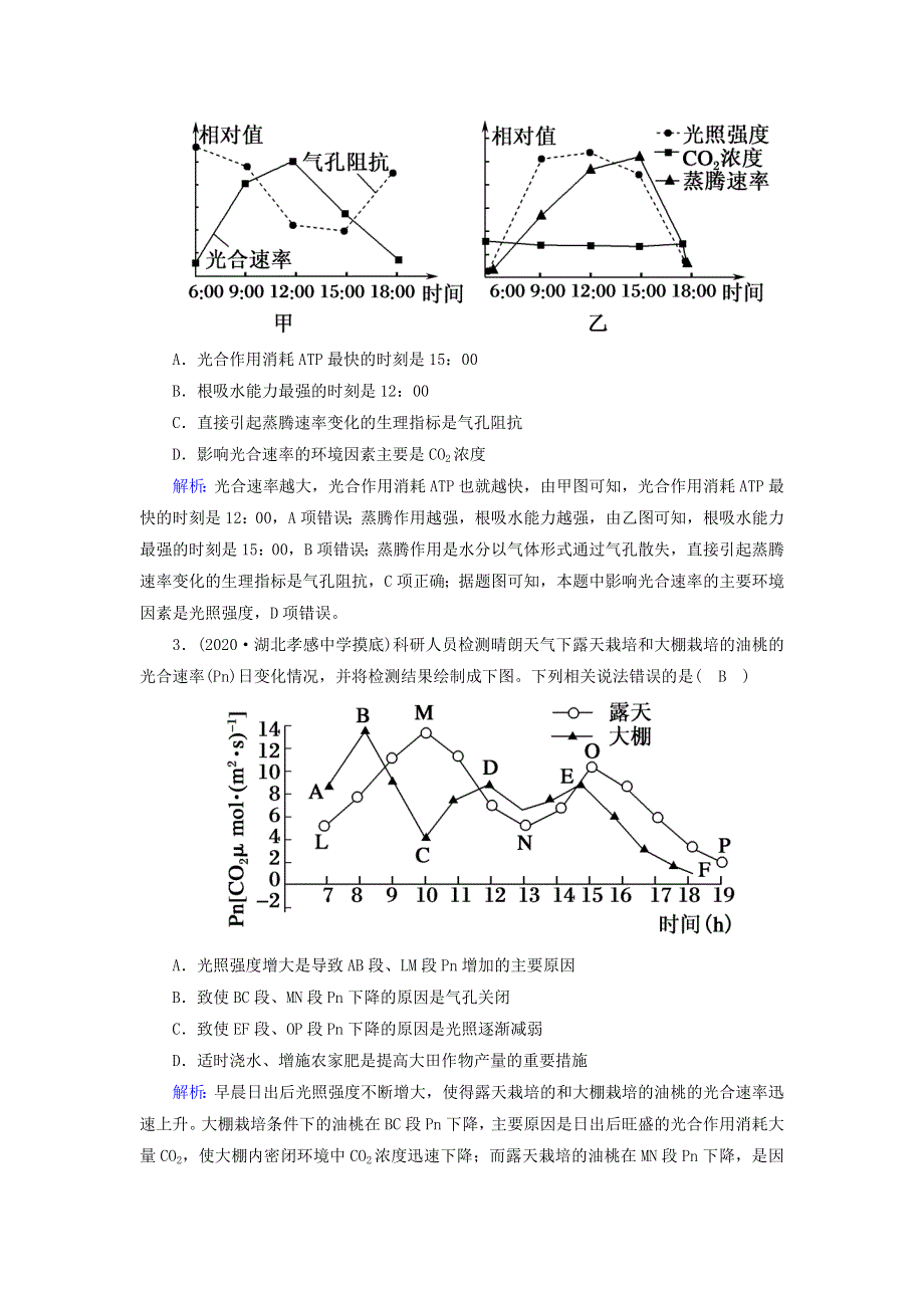 2021届高考生物一轮复习 第三单元 细胞的能量供应和利用 第10讲 光与光合作用（B）课时作业（含解析）新人教版.doc_第2页