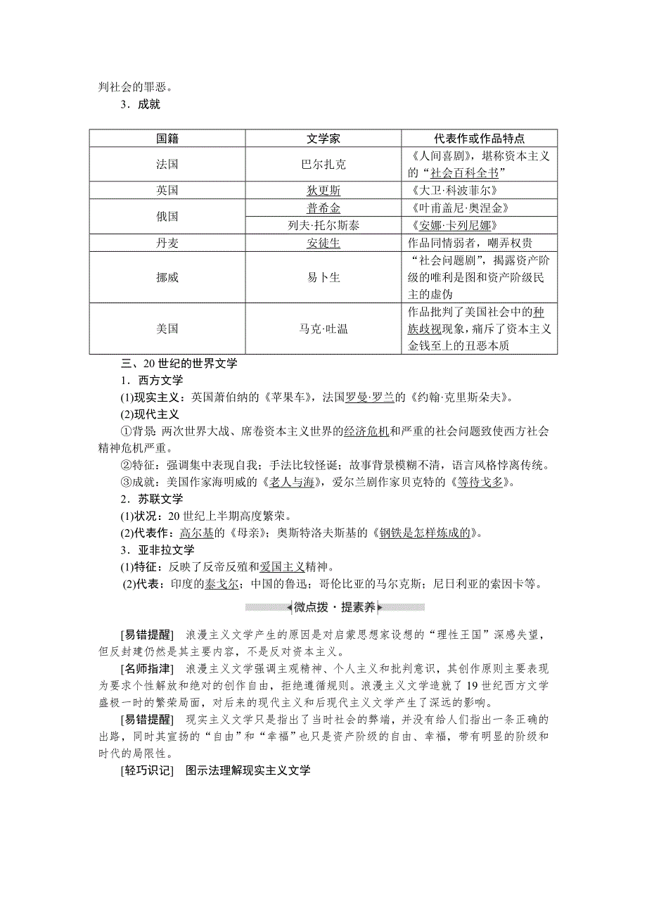 《备课资料》山西省运城市康杰中学高二历史新人教版必修3学案：8-22 文学的繁荣 WORD版含答案.doc_第2页