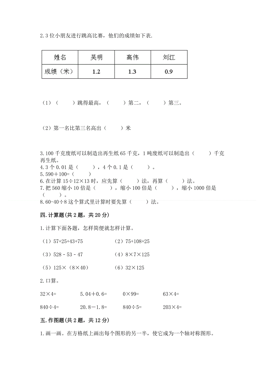 人教版四年级下册数学 期末测试卷（典型题）.docx_第3页