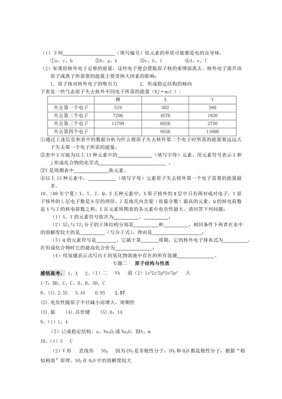 《复习参考》高三化学二轮复习活页作业：专题2 原子结构与性质（1）.doc_第2页