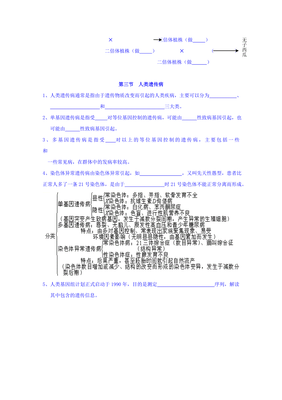 山东省沂水县第一中学人教版高中生物必修二知识点总结：第五章 基因突变及其他变异 .doc_第3页