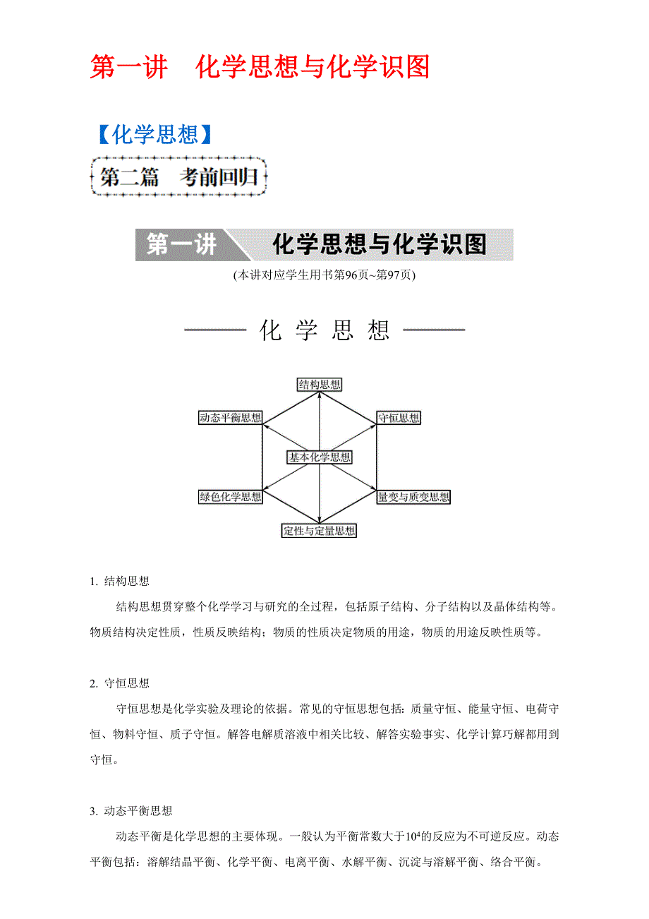 《南方凤凰台》2017届高考化学二轮复习提优导学案（江苏专用） 第二篇 考前回归 第一讲 化学思想与化学识图 WORD版含答案.doc_第1页