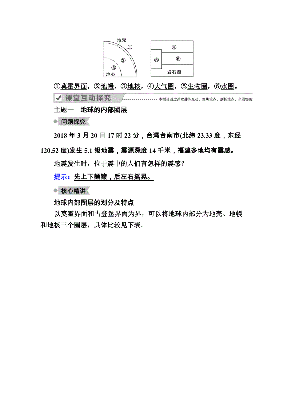 2020秋高一地理人教版必修1学案：第一章 第四节　地球的圈层结构 WORD版含解析.doc_第3页