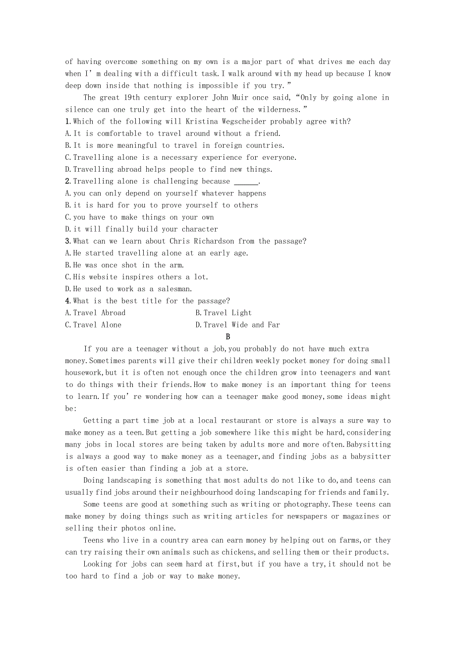 2021-2022学年新教材高中英语 Unit 1 Life Choices Section Ⅲ Writing WorkshopViewing Workshop & Reading Club习题（含解析）北师大版必修第一册.docx_第2页