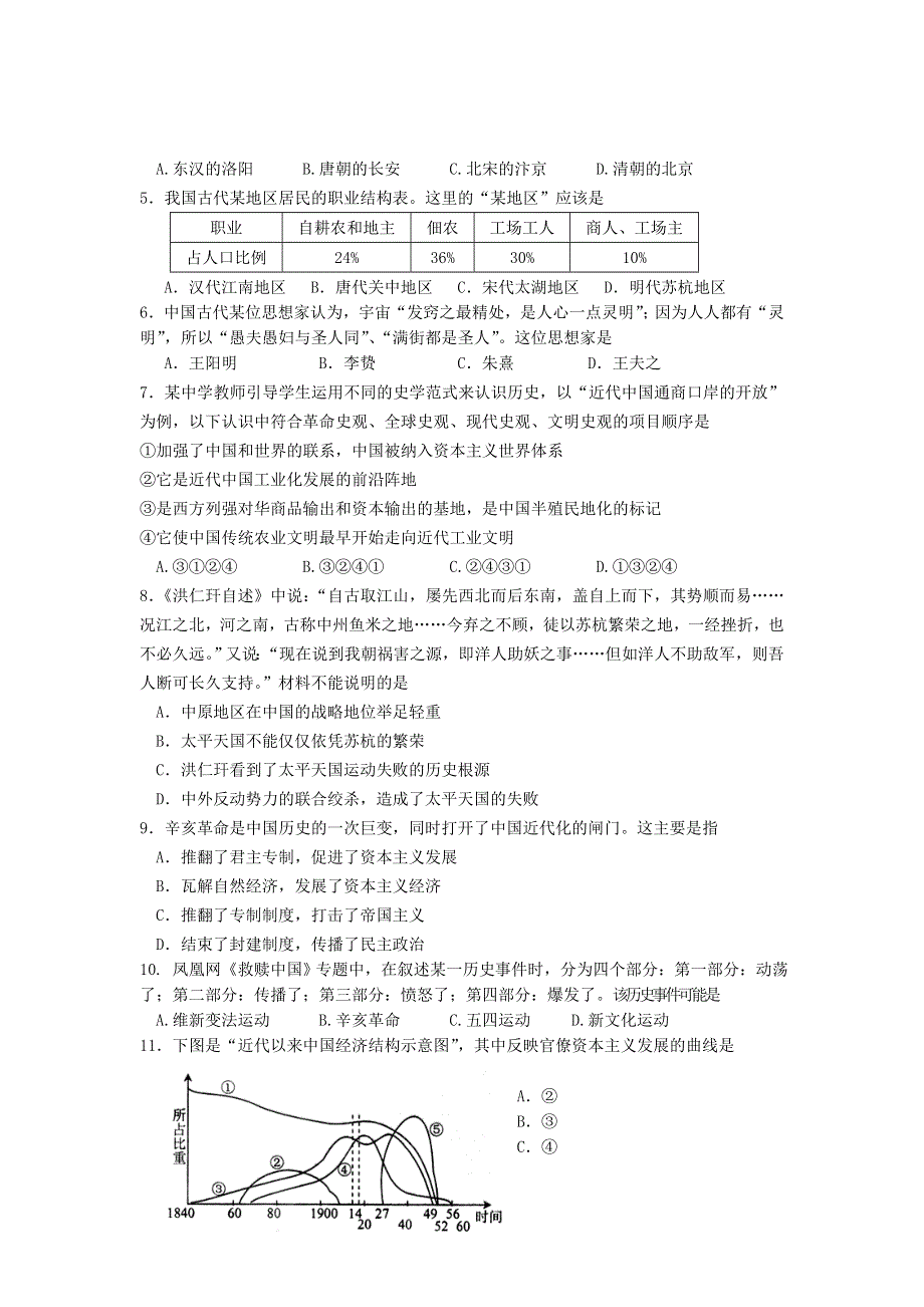 全国各地2013届高三第二次月考历史试题 辽宁省本溪高中2013届高三第二次月考历史试题 新人教版WORD版含答案.doc_第2页