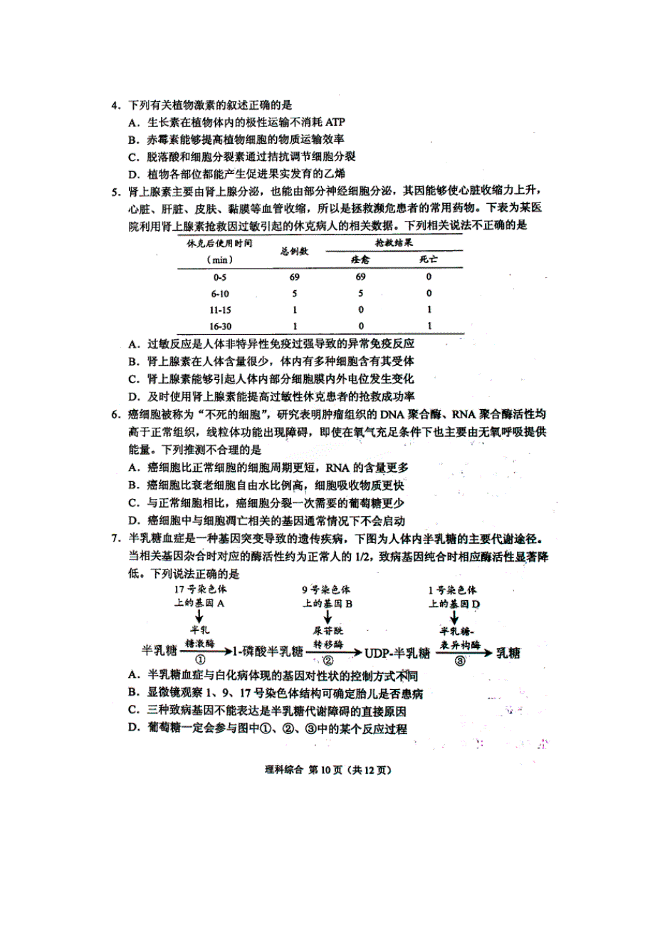 四川省绵阳市2016届高三第三次诊断性考试理综生物试题 扫描版含答案.doc_第2页