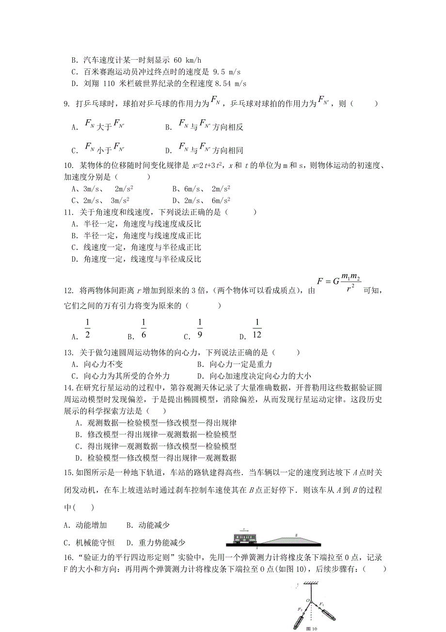 广西柳江中学2019-2020学年高二物理上学期期中试题 文.doc_第2页