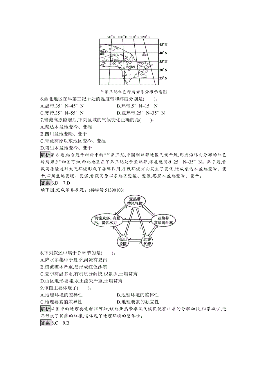 《南方新课堂 金牌学案》2016-2017学年高中地理湘教版必修一单元检测：第三章　自然地理环境的整体性与差异性 WORD版含解析.doc_第2页