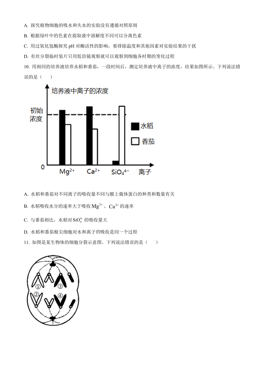 山东省泰安市2020-2021学年高一上学期期末考试生物试题 WORD版含答案.doc_第3页