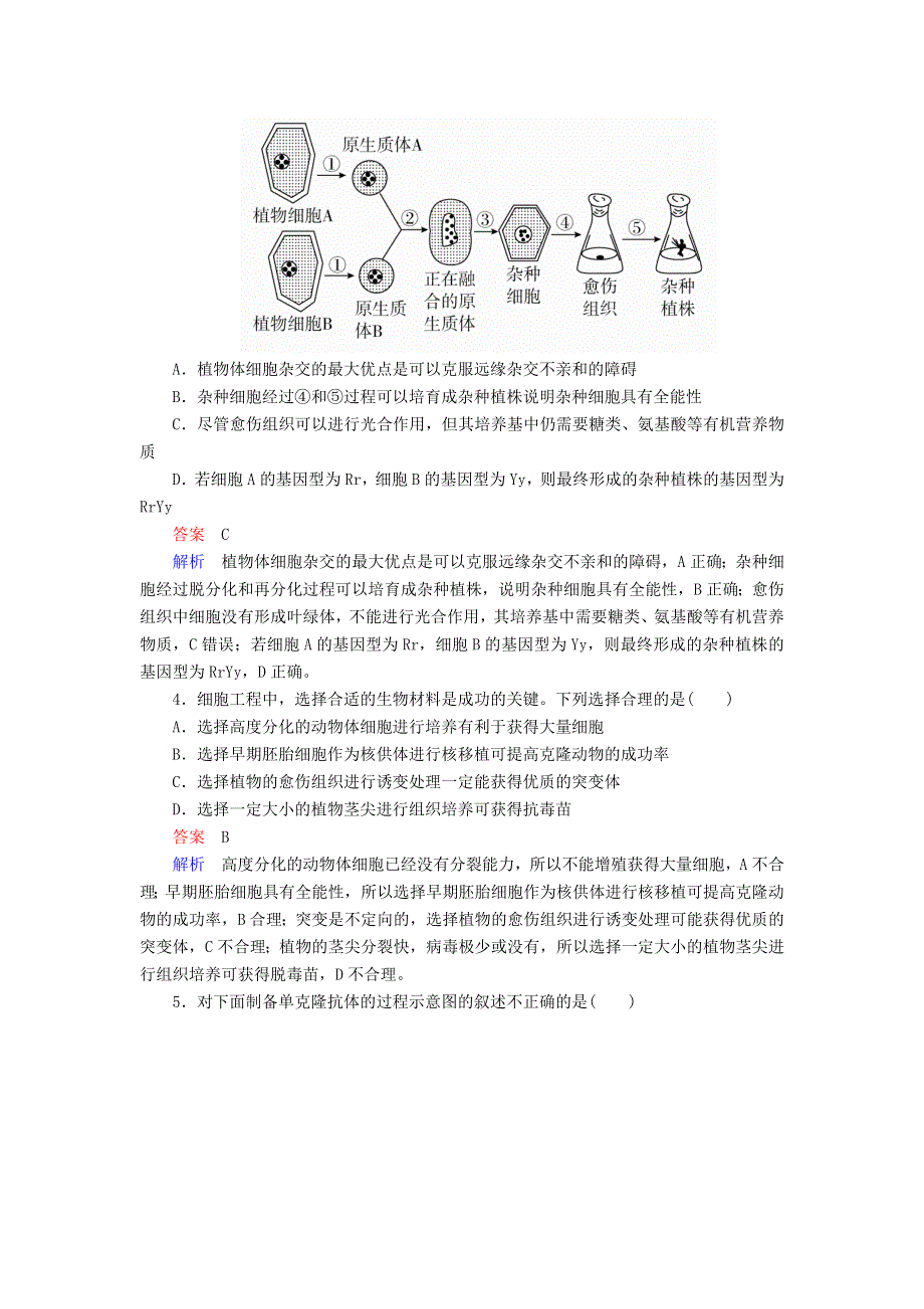 全国版2019版高考生物一轮复习限时规范特训：第36讲细胞工程 WORD版含答案.doc_第2页