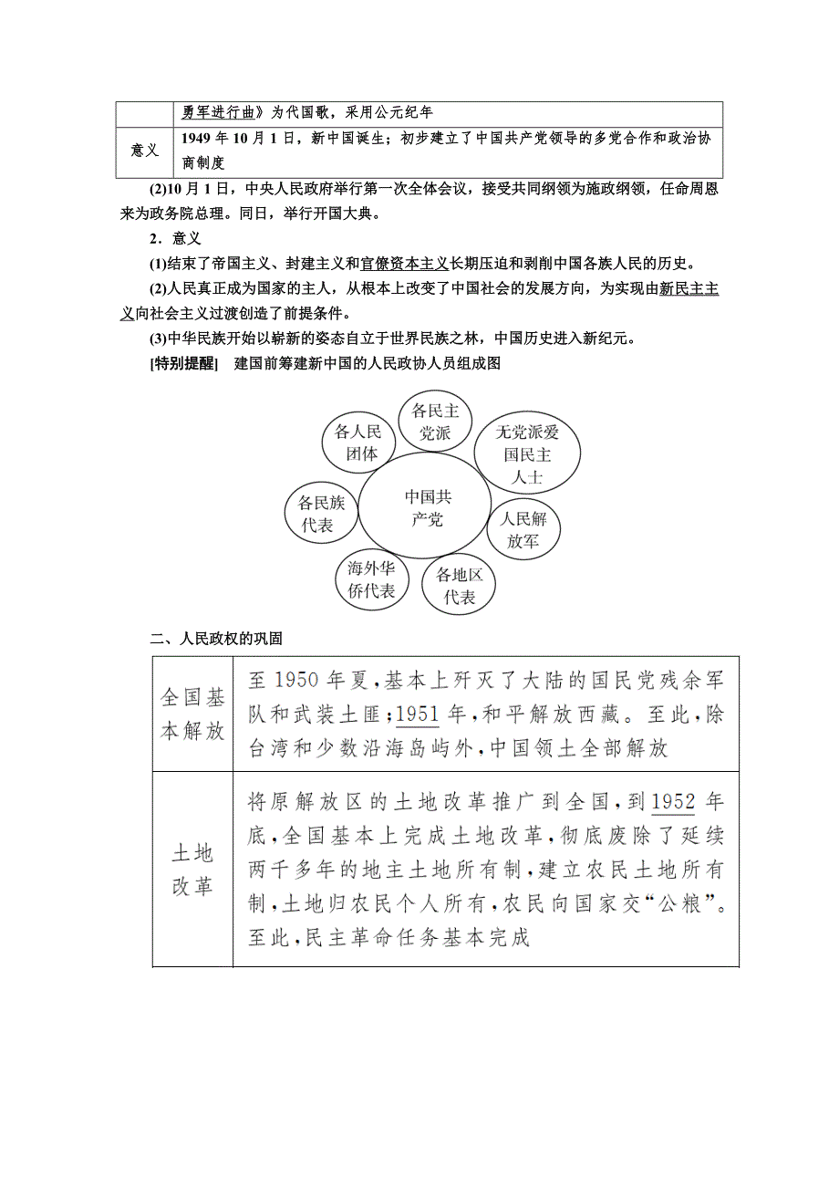 新教材2021-2022学年历史部编版必修上册教案：第九单元中华人民共和国成立和社会主义革命与建设第26课中华人民共和国成立和向社会主义的过渡 WORD版含解析.docx_第2页