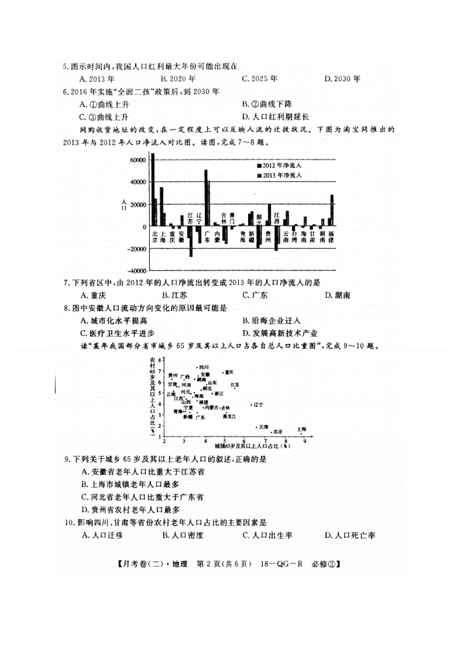 全国百校名师联盟2017-2018学年高一下学期月考领航卷（二）地理试题 扫描版缺答案.doc_第2页