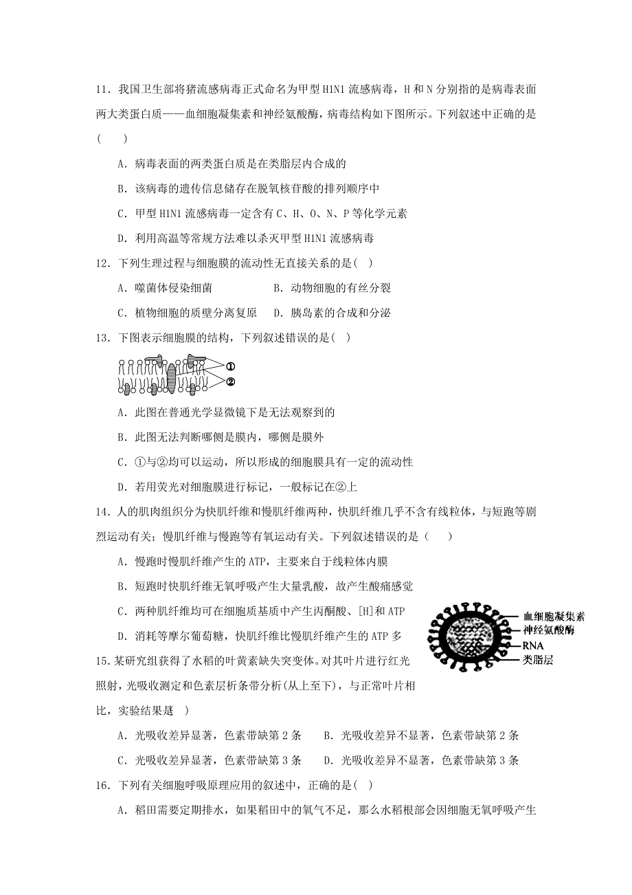 四川省绵阳市丰谷中学2017届高三上学期开学考试生物试题 WORD版含答案.doc_第3页