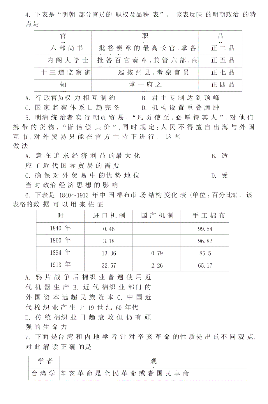 山东省泰安市2020届高三历史第四轮模拟复习质量检测试题.doc_第2页