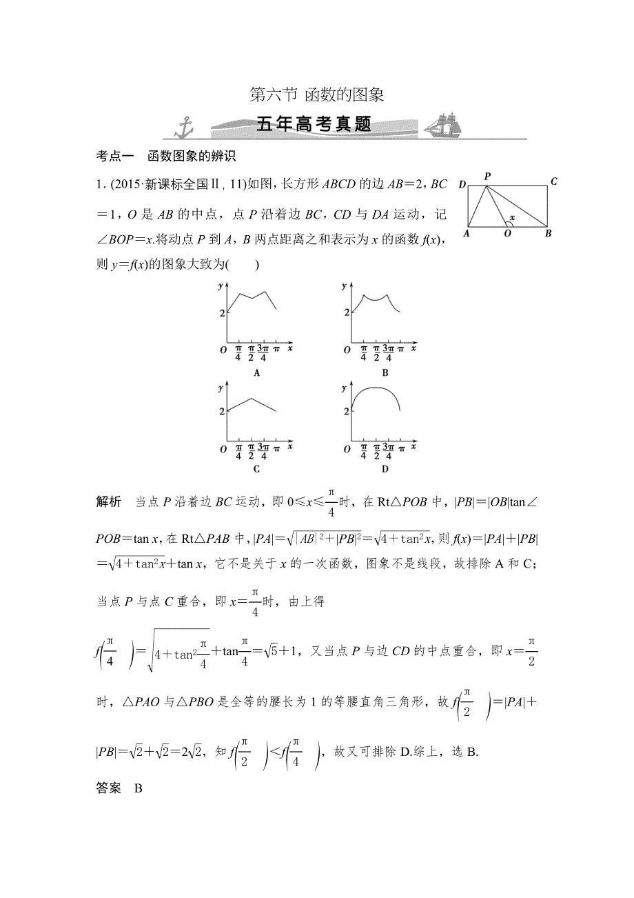 《大高考》2016高考数学文（全国通用）二轮复习专题训练：五年高考 专题2 第6节函数的图象 WORD版含答案.doc_第1页