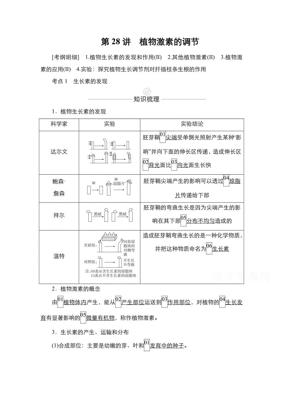 2021届高考生物人教版一轮创新教学案：第8单元　第28讲　植物激素的调节 WORD版含解析.doc_第1页