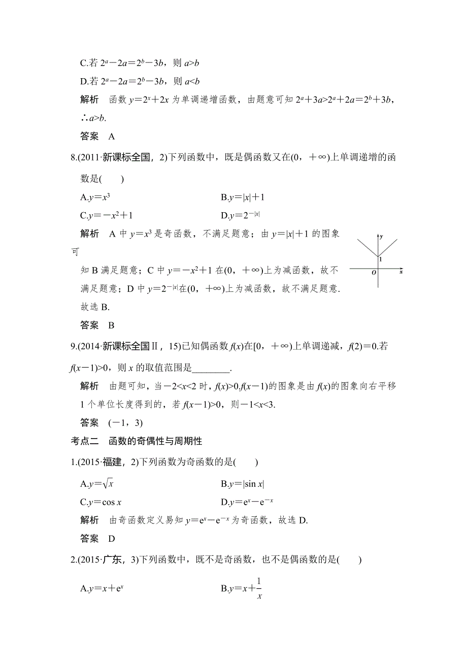 《大高考》2016高考数学理（全国通用）二轮复习专题训练：五年高考 专题2 第2节 函数的基本性质 WORD版含答案.doc_第3页