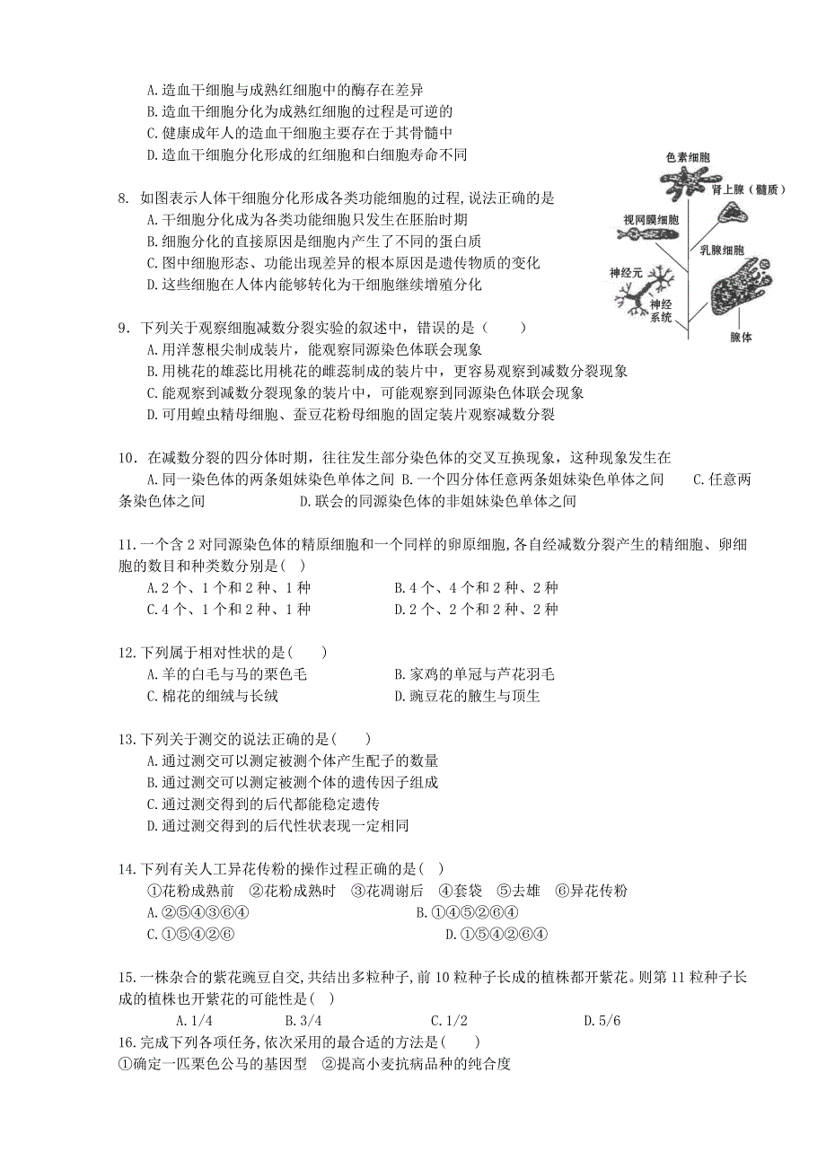 广东省广州市番禺区洛溪新城中学2020-2021学年高一生物下学期4月月考试题.doc_第2页