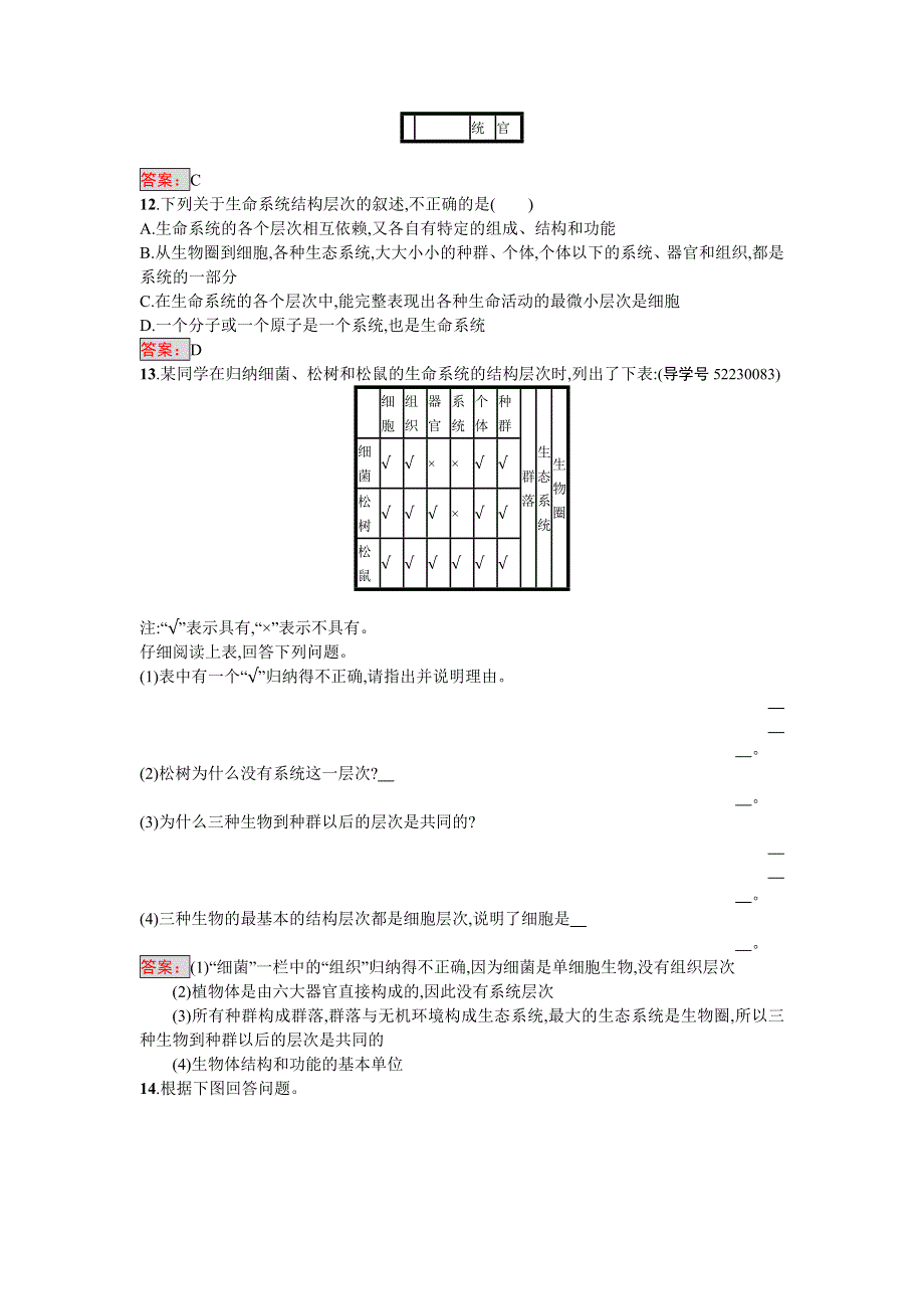 《南方新课堂 金牌学案》2016-2017学年高中生物必修一（人教版）练习：1.1从生物圈到细胞 WORD版含答案.doc_第3页