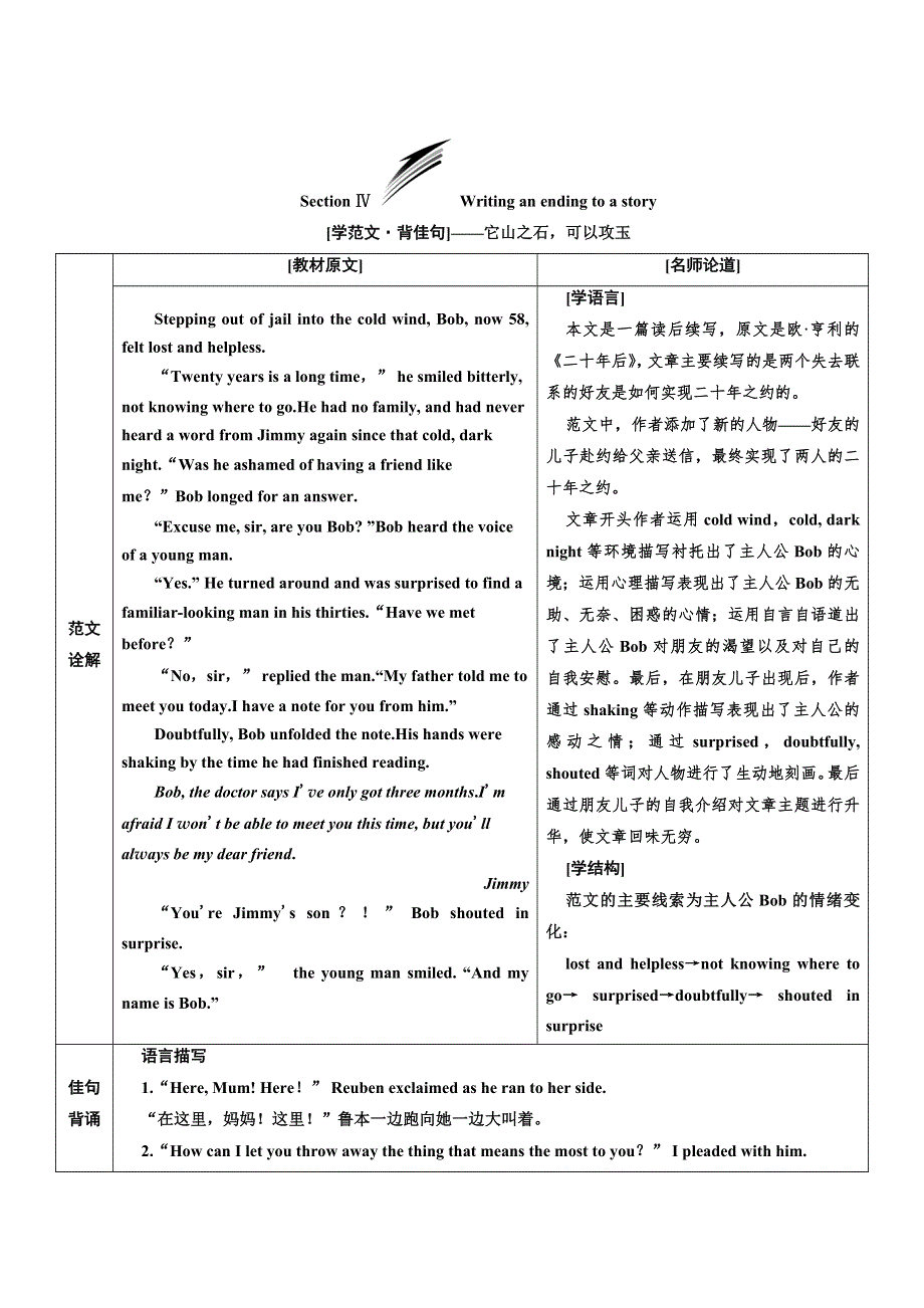 新教材2021-2022学年外研版英语必修第一册学案：UNIT 4 FRIENDS FOREVER SECTION Ⅳ WRITING AN ENDING TO A STORY WORD版含答案.doc_第1页